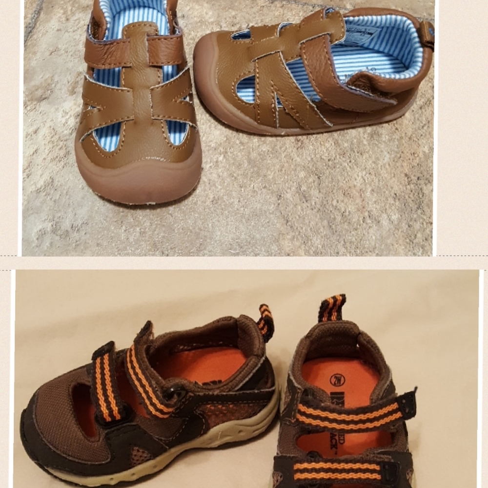 Two pairs baby shoes size 2 and 2W